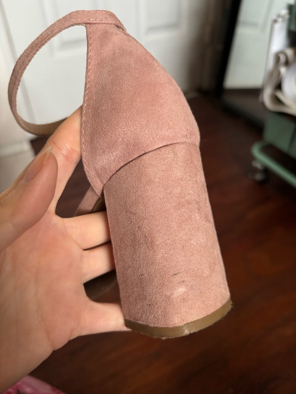 Kelly & Katie Dusty Pink Suede Block Heel Sandals - Picture 7 of 12